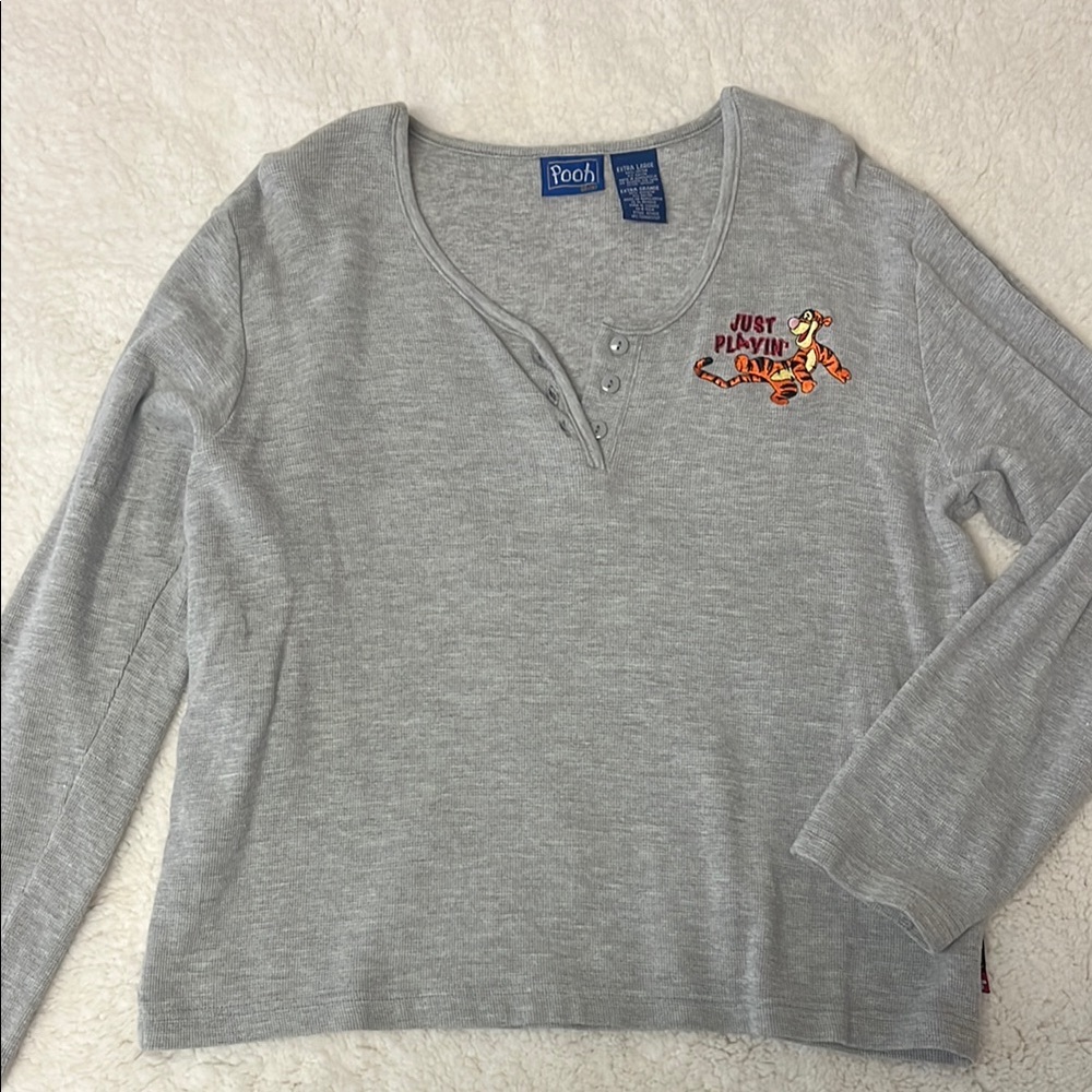 Vintage Pooh Long Sleeve Shirt with Tigger Embroidery